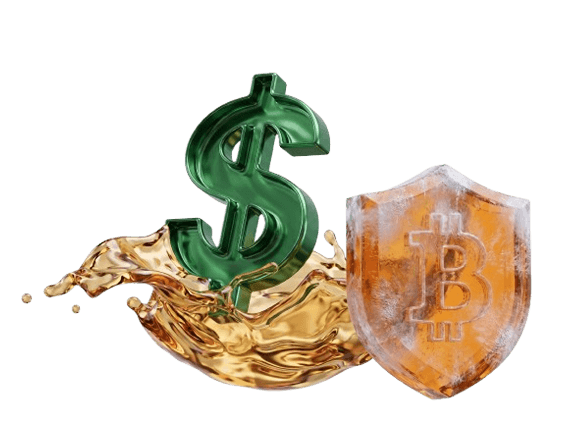 Dollar and Bitcoin shield